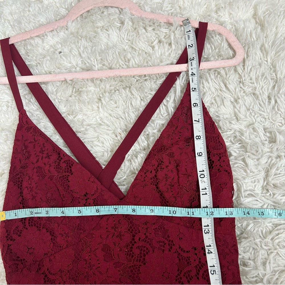 Lulus Love Like You Mean It Wine Red Backless Lace Midi
Dress NWT - Picture 15 of 16